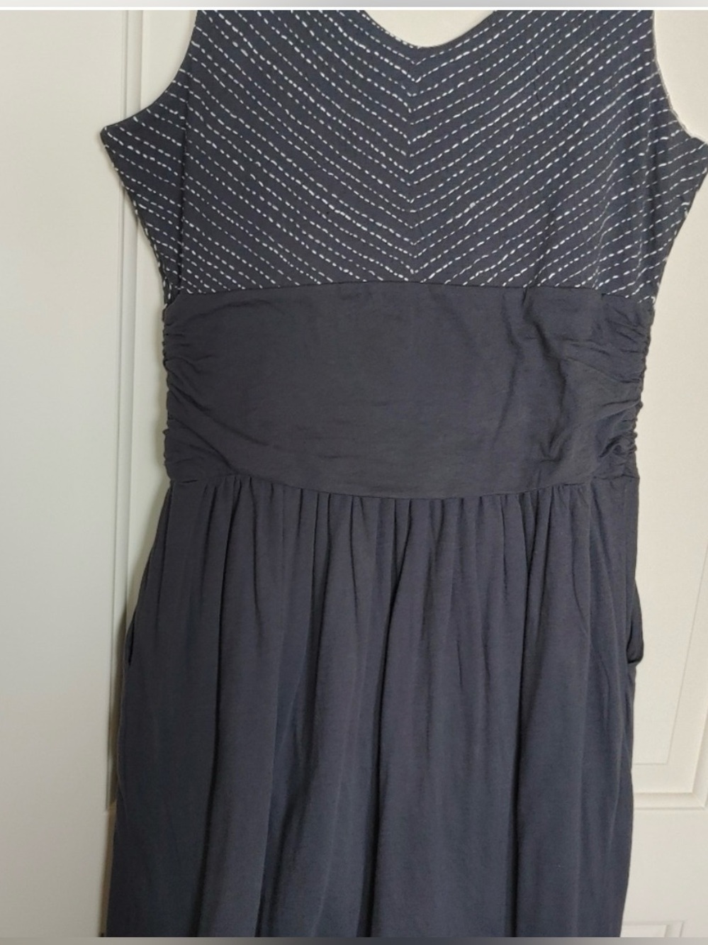 Synergy Organic Clothing Black Sleeveless Midi Dress with Textured Bodice - Picture 2 of 7